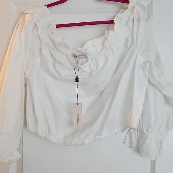 White Off-Shoulder Ruffle Top - Picture 4 of 5